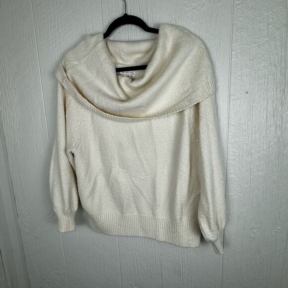 Anthropologie Turtleneck Sweater Ivory Long Sleeve Size Medium Relaxed Offwhite - Picture 2 of 8